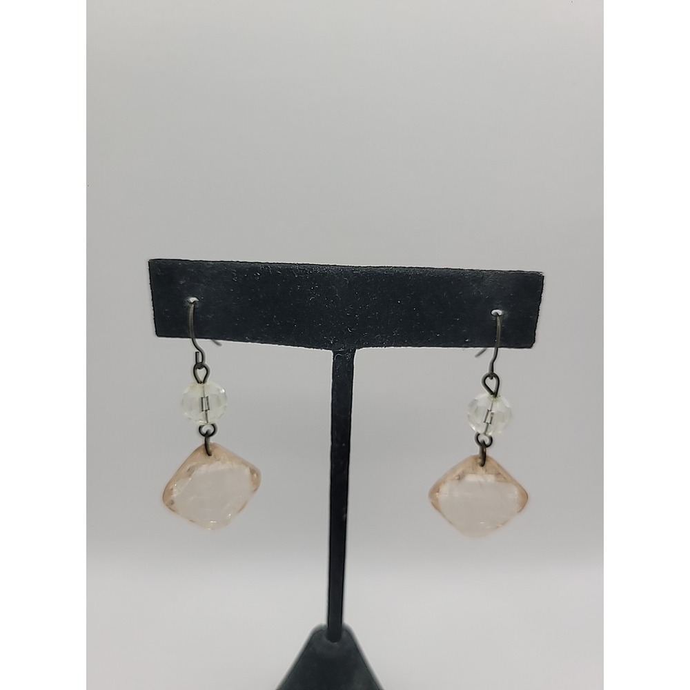 Vintage Premier Designs Earrings Pierced Drop Dangle Pink White Bead Jewelry - Picture 1 of 12